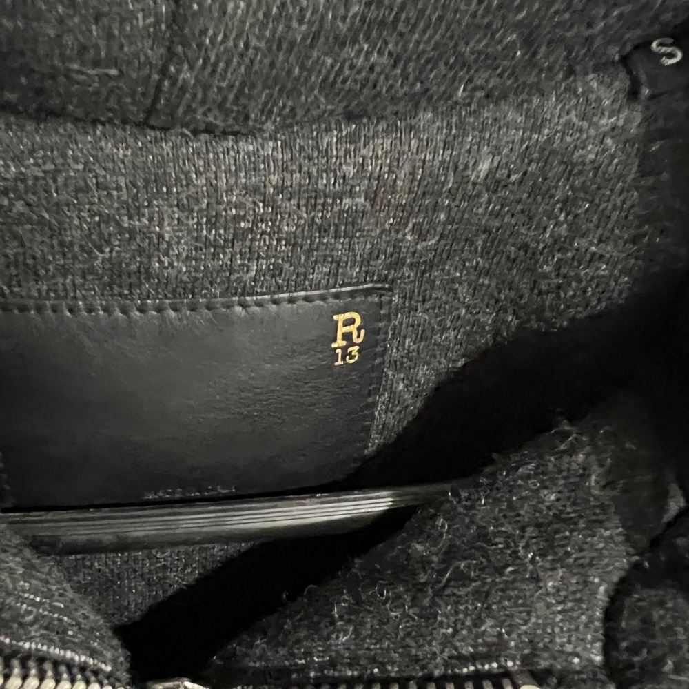 R13 Black Leather Jacket, sewn in hoodie - Picture 2 of 9